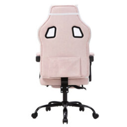 Living And Home Pink And White Height-Adjustable Ergonomic Reclining Gaming Chair With Massage Lumbar Support & Footrest - thumbnail 5
