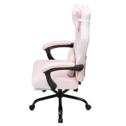 Living And Home Pink And White Height-Adjustable Ergonomic Reclining Gaming Chair With Massage Lumbar Support & Footrest - thumbnail 4
