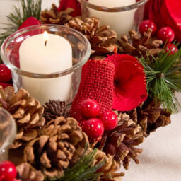 Dibor Winter Red Rose Trio Tealight Xmas Table Decoration Centrepiece Christmas Décor Candle Holder - thumbnail 5