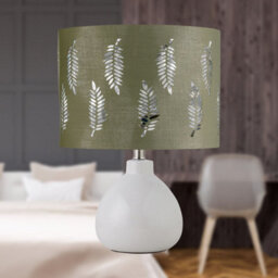 First Choice Lighting Tuscan - White Ceramic Lamp With Sage Green Fern Shade - thumbnail 4