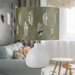 First Choice Lighting Tuscan - White Ceramic Lamp With Sage Green Fern Shade - thumbnail 3