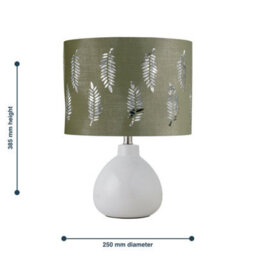 First Choice Lighting Tuscan - White Ceramic Lamp With Sage Green Fern Shade - thumbnail 5