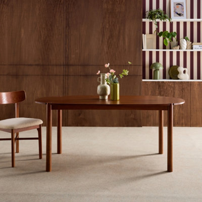 Sweeek - Oval Rubberwood Dining Table 180Cm Seats 6 Walnut - Constance - image 1
