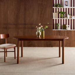 Sweeek - Oval Rubberwood Dining Table 180Cm Seats 6 Walnut - Constance - thumbnail 1