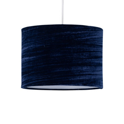 First Choice Lighting Navy Blue Crushed Velvet 25Cm Pendant Light Shade - image 1