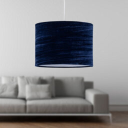 First Choice Lighting Navy Blue Crushed Velvet 25Cm Pendant Light Shade - thumbnail 5