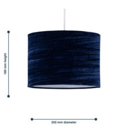 First Choice Lighting Navy Blue Crushed Velvet 25Cm Pendant Light Shade - thumbnail 6