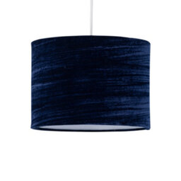 First Choice Lighting Navy Blue Crushed Velvet 25Cm Pendant Light Shade - thumbnail 1