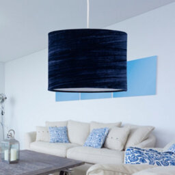 First Choice Lighting Navy Blue Crushed Velvet 25Cm Pendant Light Shade - thumbnail 4