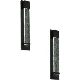 2 Pack Black Ip44 Outdoor Wall Lights With Long Bubble Glass And 3.3W Led