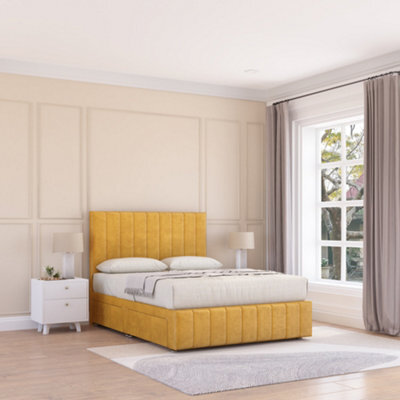 Sloomy California Divan Bed Set With 2 Drawers Footend - Plush Velvet - image 1