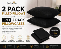 Bedlooms Black Free Plain Brushed Microfiber Pillowcase 50Cm X 75Cm, Soft Hypoallergenic Sofa Pillow And Bed Pillow, Set Of 2 - thumbnail 2
