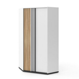 Arte Stylish Imola Corner Wardrobe With Hinged Door In White Matt - Spacious And Modern (H)1980mm (W)950mm (D)950mm