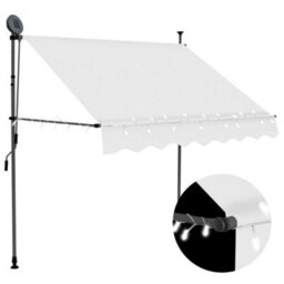 Berkfield Manual Retractable Awning With Led 150 Cm Cream - thumbnail 1