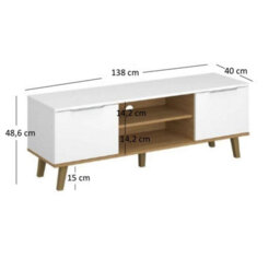 Heze Furniture Neptun 2 Door Scandinavian Style Modern Tv Unit With Storage - thumbnail 4