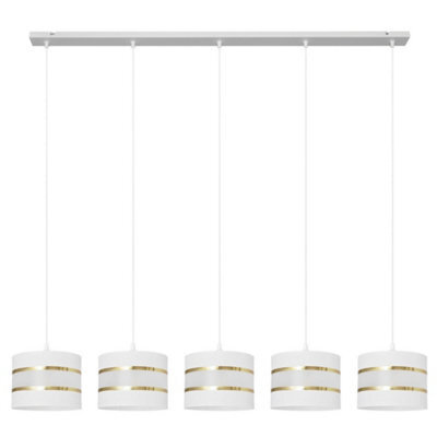 Luminosa Lighting Luminosa Helen Straight Bar Pendant Ceiling Light White, Gold 115Cm
