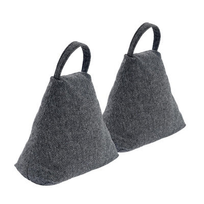 Nicola Spring Herringbone Door Stop - 23 X 22.5Cm - Grey - Pack Of 2 - image 1