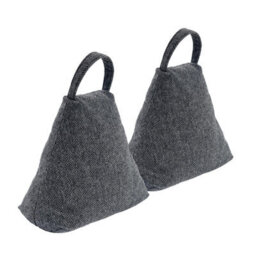 Nicola Spring Herringbone Door Stop - 23 X 22.5Cm - Grey - Pack Of 2 - thumbnail 1