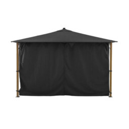 Sweeek - Aluminum Gazebo 4X3M With Wood Effect, Curtains And Led, Anthracite - Veluna - thumbnail 3