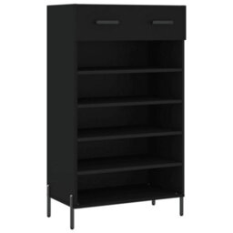 Berkfield Shoe Cabinet Black 60X35X105 Cm Engineered Wood - thumbnail 2
