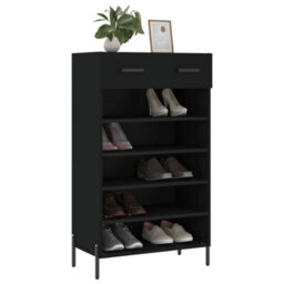 Berkfield Shoe Cabinet Black 60X35X105 Cm Engineered Wood - thumbnail 3