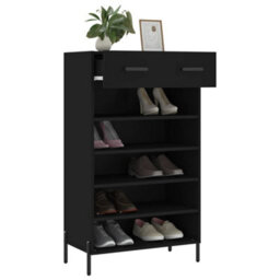 Berkfield Shoe Cabinet Black 60X35X105 Cm Engineered Wood - thumbnail 4