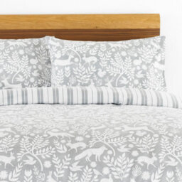Furn. Skandi Woodland Reversible 100% Brushed Cotton Duvet Cover Set, Double, Grey - thumbnail 3