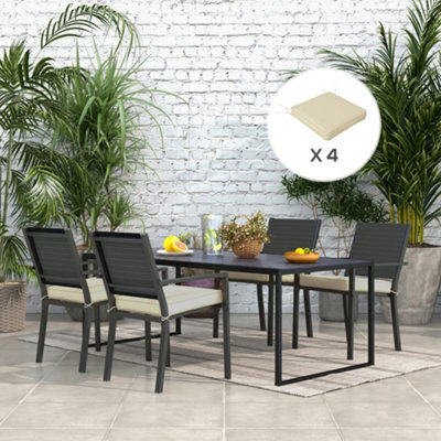Outsunny Set Of 4 Outdoor Seat Cushion With Ties, For Patio Furniture, Beige - image 1