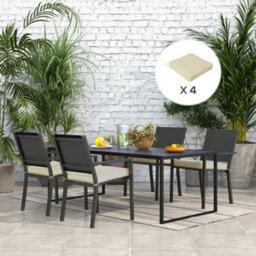 Outsunny Set Of 4 Outdoor Seat Cushion With Ties, For Patio Furniture, Beige - thumbnail 1