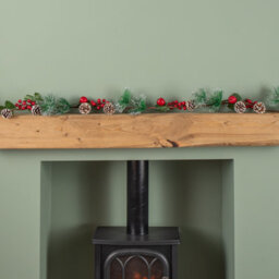 Samuel Alexander 1.5M Christmas Berry Garland With Pinecones And Silver Glitter Tips - thumbnail 1