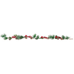 Samuel Alexander 1.5M Christmas Berry Garland With Pinecones And Silver Glitter Tips - thumbnail 7