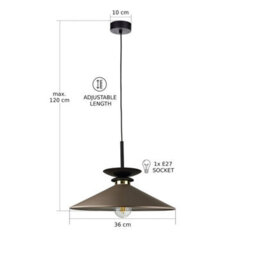 Luminosa Lighting Luminosa Velutto Dome Pendant Ceiling Light Brown 1X E27 - thumbnail 4