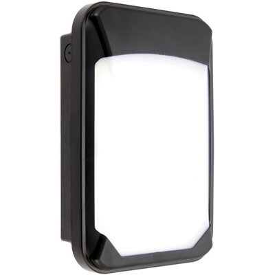 Outdoor Ip65 Commercial Bulkhead Wall Light - Cool White Led - Black Plastic - image 1