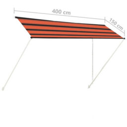 Berkfield Retractable Awning 400X150 Cm Orange And Brown - thumbnail 7