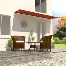 Berkfield Retractable Awning 400X150 Cm Orange And Brown