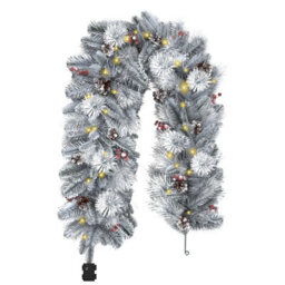 Charles Bentley Pre-Lit Snowy Red Berry And Pinecone Garland - thumbnail 6
