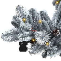 Charles Bentley Pre-Lit Snowy Red Berry And Pinecone Garland - thumbnail 5