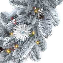 Charles Bentley Pre-Lit Snowy Red Berry And Pinecone Garland - thumbnail 4