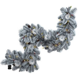 Charles Bentley Pre-Lit Snowy Red Berry And Pinecone Garland - thumbnail 3