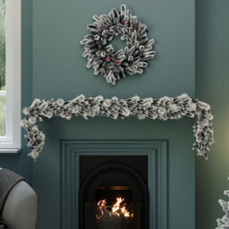 Charles Bentley Pre-Lit Snowy Red Berry And Pinecone Garland - thumbnail 2