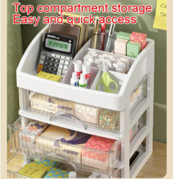 Amorly 4 Tier White Makeup Organizer With Drawers, Pp Plastic Desktop Cosmetic Storage Box, Dustproof Vanity Organizer For Skincare - thumbnail 2