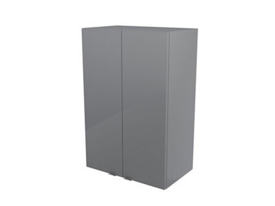 GoodHome Imandra Deep Gloss Grey Bathroom Double Wall Cabinet (H)90Cm (W)60Cm - image 1