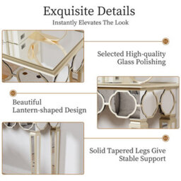 Artloge 120Cm Glass Mirrored Console Table Glass Mirror Entryway Desk With Light Golden Edge Frame - thumbnail 3