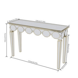 Artloge 120Cm Glass Mirrored Console Table Glass Mirror Entryway Desk With Light Golden Edge Frame - thumbnail 2