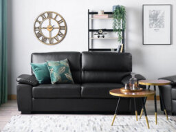 Beliani Sofa 3 Seater Vogar Faux Leather Black - thumbnail 2