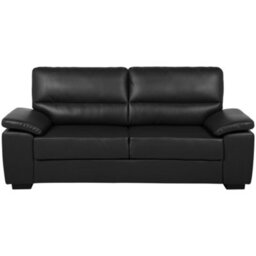 Beliani Sofa 3 Seater Vogar Faux Leather Black - thumbnail 1