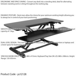 Loops 89Cm Height Adjustable Sit And Stand Desk - Ergonomic Monitor Stand For Home Office - thumbnail 2