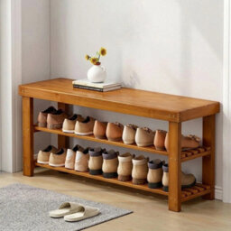 Wooden 3 Tier Shoe Rack Storage Bench Hallway Organiser Stand - thumbnail 5