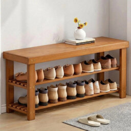 Wooden 3 Tier Shoe Rack Storage Bench Hallway Organiser Stand - thumbnail 4