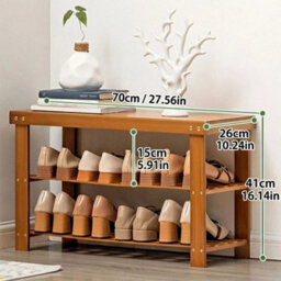 Wooden 3 Tier Shoe Rack Storage Bench Hallway Organiser Stand - thumbnail 2